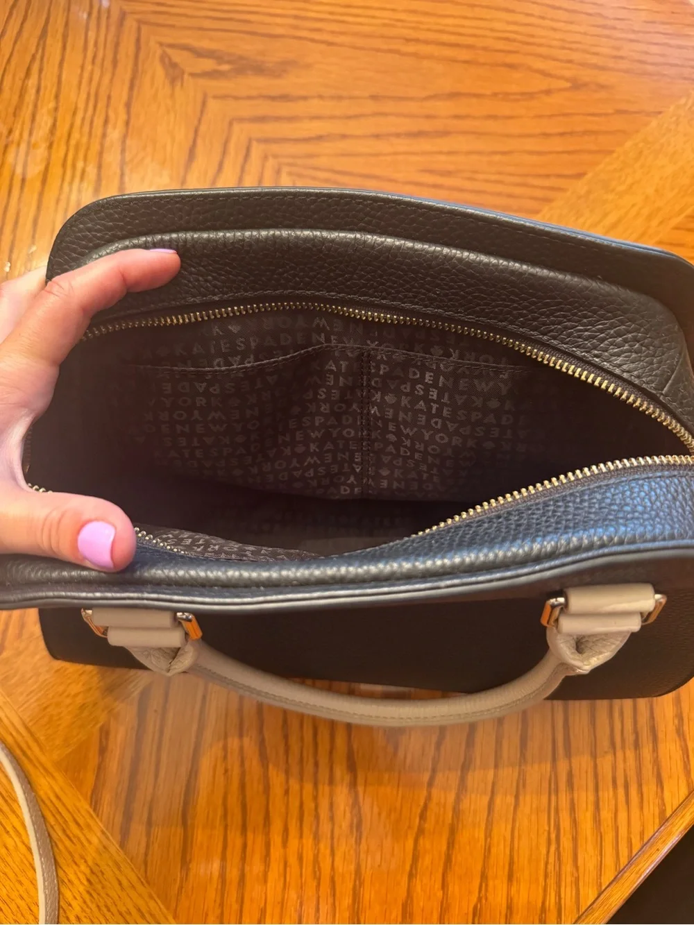 kate spade Black and Cream Bow-Accent Satchel